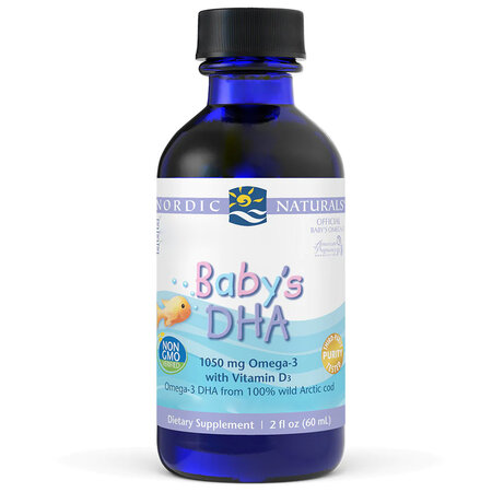 Omega-3 pentru bebelusi si copii cu vitamina D3 Baby DHA, 60 ml, Nordic Naturals 742636