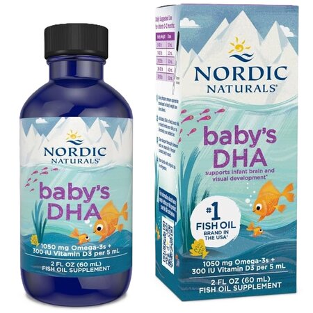 Omega-3 pentru bebelusi si copii cu vitamina D3 Baby DHA, 60 ml, Nordic Naturals
