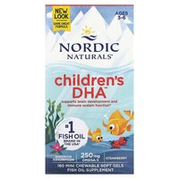 Omega-3 pentru copii cu aroma de capsuni Children's DHA, 250 mg, 180 capsule moi, Nordic Naturals