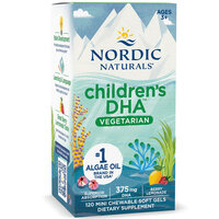 Omega-3 vegan pentru copii cu aroma de fructe de padure Children's DHA, 375 mg, 120 mini capsule, Nordic Naturals