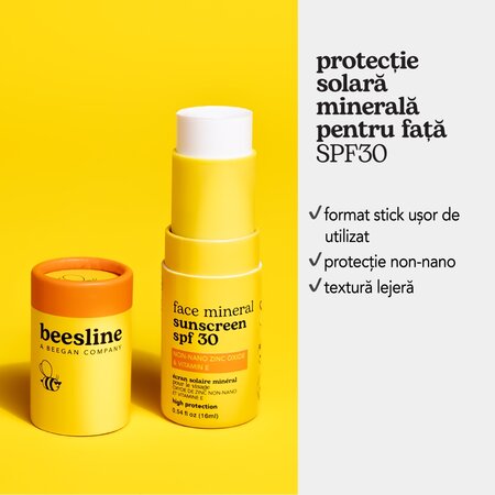 Stick mineral pentru fata cu protectie solara SPF 30, 16 ml, Beesline 755224