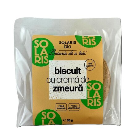 Biscuiti cu crema de zmeura Bio, 30 g, Solaris