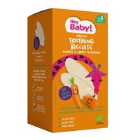 Biscuiti Bio pentru dentitie cu morcov si dovleac, +6 luni, 21 g, Hey Baby