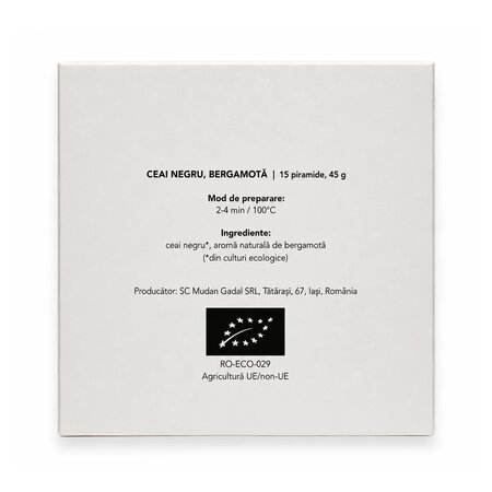 Ceai bio negru cu aroma de bergamota, 15 piramide, Gadal Tea 743703
