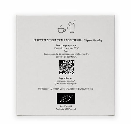 Ceai bio verde Sencha, 15 piramide, Gadal Tea 743709