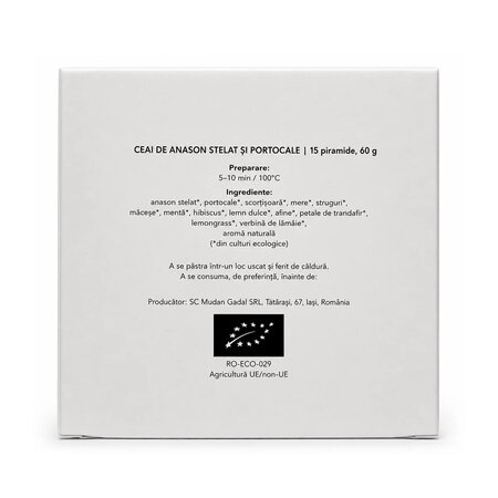 Ceai bio de anason stelat si portocala, 15 piramide, Gadal Tea 743711