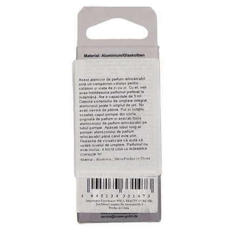 Atomizor de parfum reincarcabil, 5 ml, Incase of Travel 743385