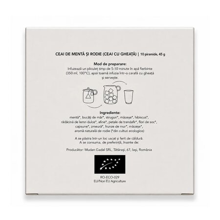 Ceai bio de menta si rodie Iced Tea, 10 piramide, Gadal Tea 743690