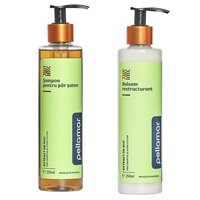 Set Sampon cu extract de nuc pentru par saten + Balsam restructurant cu extract de nuc si cheratina Beauty Hair Deluxe, 250 ml + 250 ml, Pellamar