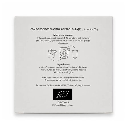 Ceai bio rooibos cu ananas Iced Tea, 10 piramide, Gadal Tea 743684