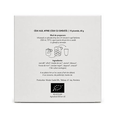 Ceai bio alb cu afine Iced Tea, 10 piramide, Gadal Tea 743688