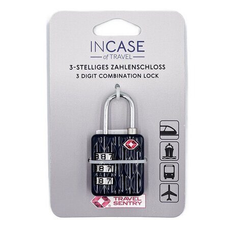 Lacat TSA pentru bagaje cu 3 combinatii, Navy, 1 bucata, Incase of Travel