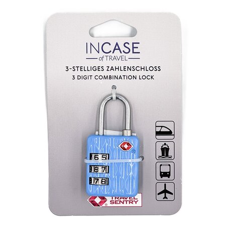 Lacat TSA pentru bagaje cu 3 combinatii, Bleu, 1 bucata, Incase of Travel