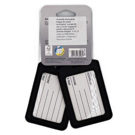 Eticheta de bagaj cu fereastra de vizualizare, Negru, 2 bucati, Incase of Travel 743508