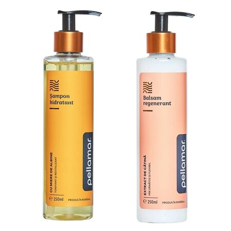 Set Sampon hidratant cu miere de albine + Balsam regenerant cu extract de catina Beauty Hair Deluxe, 250 ml + 250 ml, Pellamar
