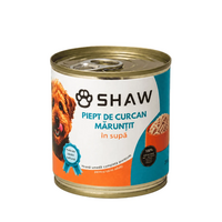Hrana umeda cu piept de curcan maruntit in supa pentru caini, 200 g, SHAW