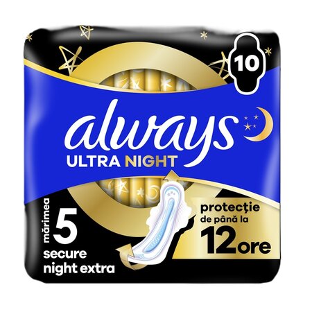 Absorbante de noapte Ultra Secure Night Extra, Marimea 5, 10 bucati, Always