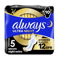Absorbante de noapte Ultra Secure Night Extra, Marimea 5, 10 bucati, Always