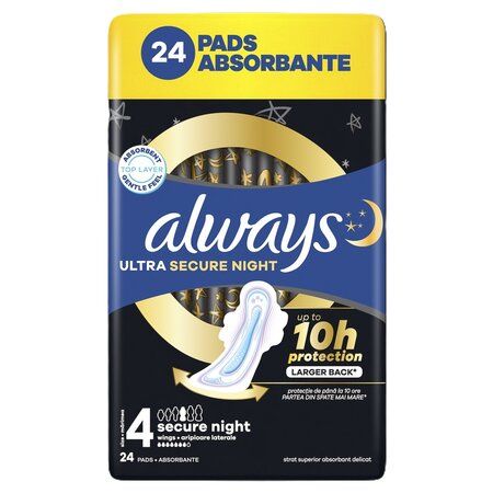 Absorbante de noapte Ultra Secure Night, Marimea 4, 24 bucati, Always 743628
