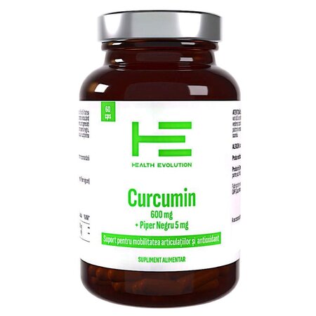 Curcumin 600 mg + Piper Negru 5 mg, 60 capsule, Health Evolution