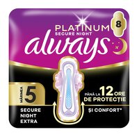 Absorbante de noapte Platinum Secure Night Extra, Marimea 5, 8 bucati, Always