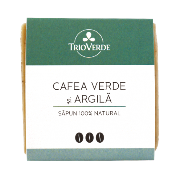 Sapun natural cu cafea verde si argila, 110 g, Trio Verde