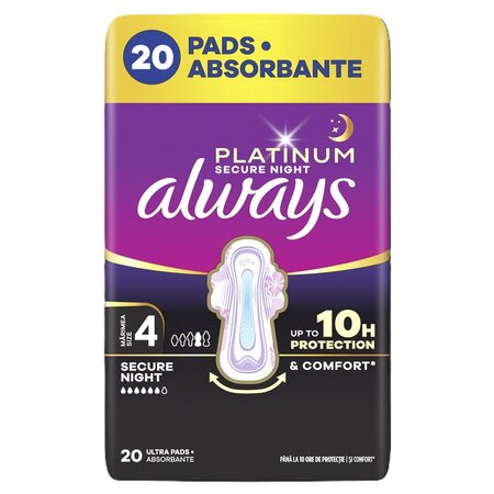 Absorbante de noapte Platinum Secure Night, Marimea 4, 20 bucati, Always 743822