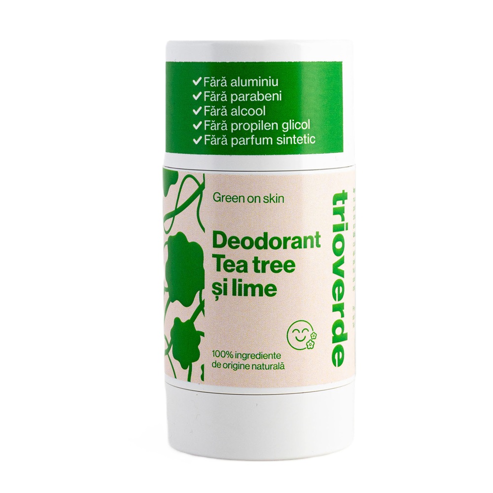 Deodorant roll on cu Tea tree si Lime, 60 g, Trio Verde