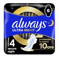 Absorbante de noapte Ultra Secure Night, Marimea 4, 6 bucati, Always