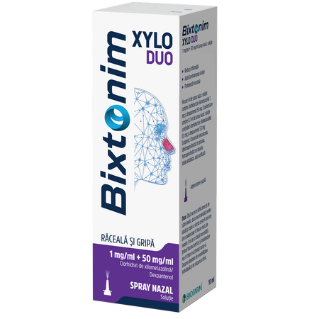 Bixtonim Xylo Duo adulti, 1 mg/ml + 50 mg/ml spray nazal, soluţie, 10.5 ml, Biofarm