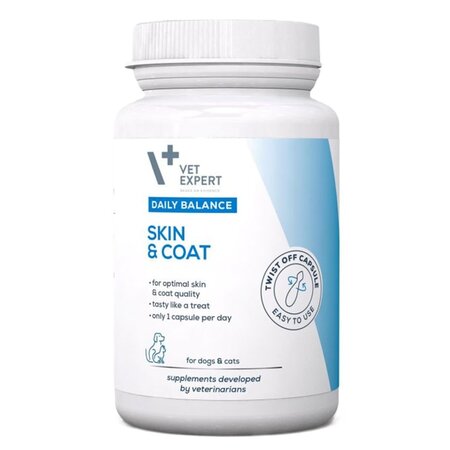 Supliment pentru sanatatea pielii si blanii la caini si pisici Skin & Coat, 50 capsule, VetExpert