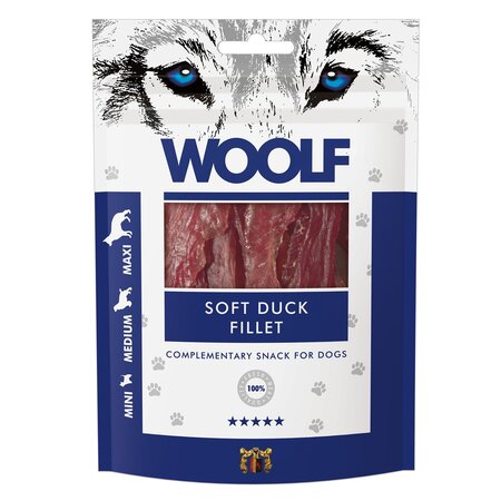 Recompense cu rata pentru caini Soft Duck Fillet, 100 g, Woolf