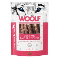 Recompense cu rata pentru caini Duck and Rawhide Twister, 100 g, Woolf