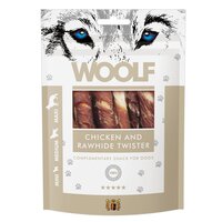 Recompense cu pui pentru caini Chicken and Rawhide Twister, 100 g, Woolf