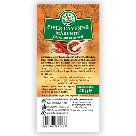 Piper Cayenne maruntit Herbalsan, 40 g, Herbavit 744273
