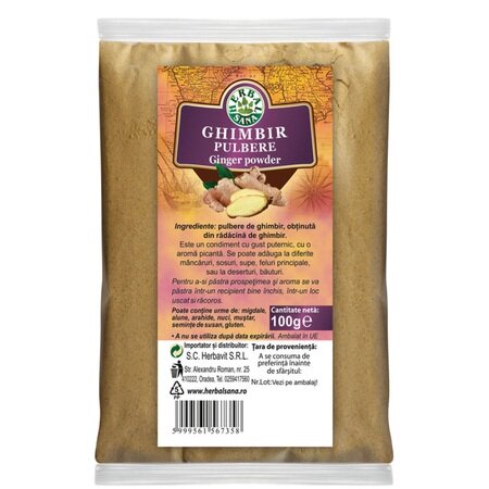 Ghimbir pulbere Herbalsana, 100 g, Herbavit
