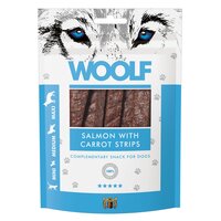 Recompense cu somon si morcovi pentru caini Salmon With Carrot Strips, 100 g, Woolf