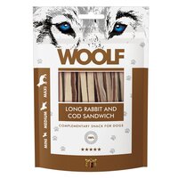 Recompense cu iepure si cod pentru caini Long Rabbit and Cod Sandwich, 100 g, Woolf