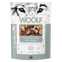 Recompense cu pui si cod pentru caini Chicken and Cod Sushi, 100 g, Woolf