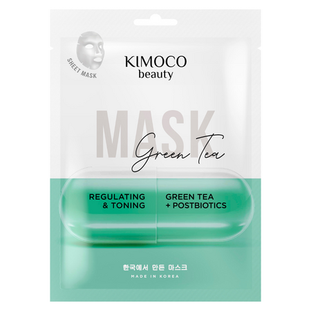 Masca tip servetel cu extract de ceai verde si postbiotice Beauty, 23 ml, Kimoco