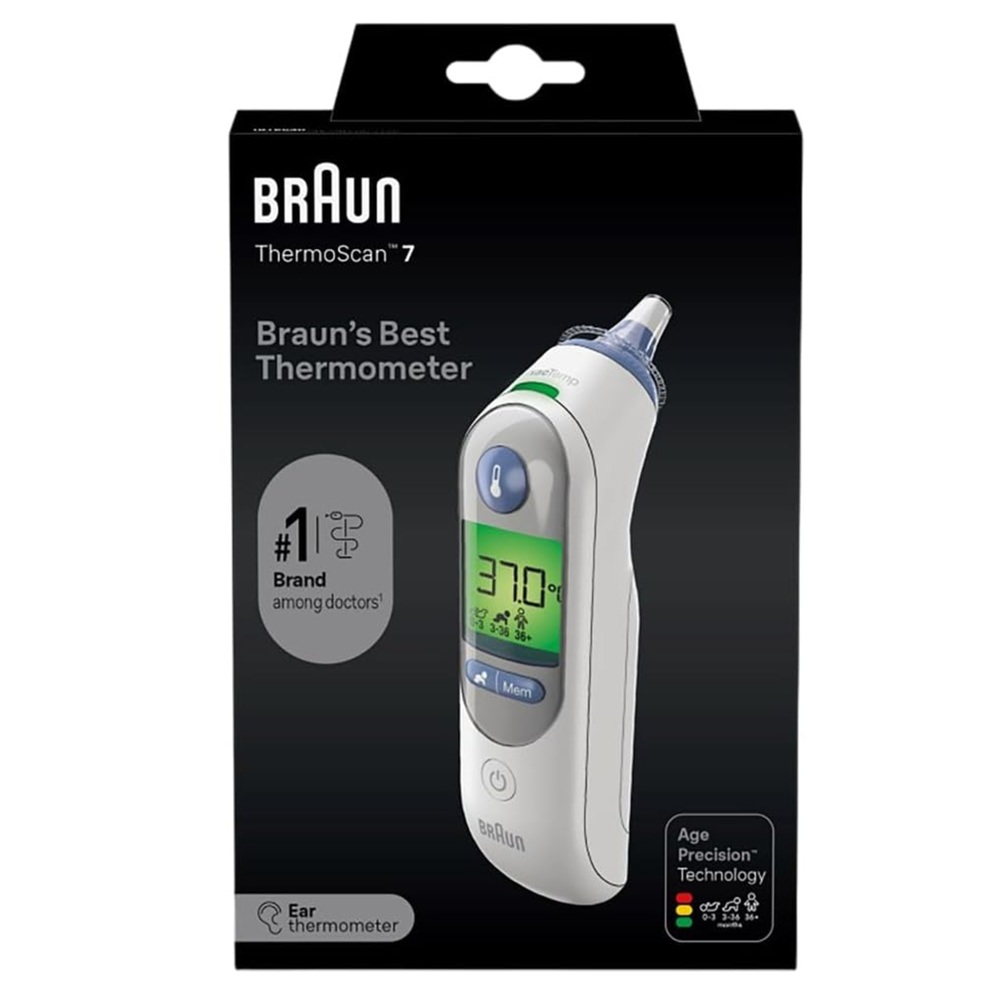 Termometru auricular pentru copii ThermoScan 7 cu Age Precision IRT6520, Braun