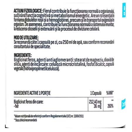 Fier Bisglicinat, 60 capsule, Health Evolution 744506