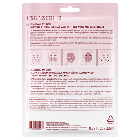 Masca gel hidratanta si iluminatoare Glass Skin, 23 ml, Kimoco 744528