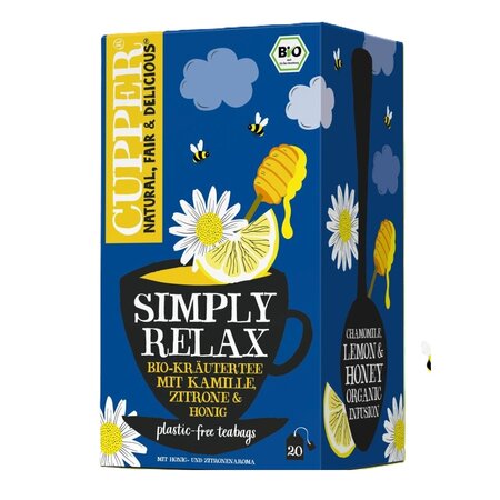 Ceai infuzie Eco de musetel, lemongrass si miere, 40 g, Cupper