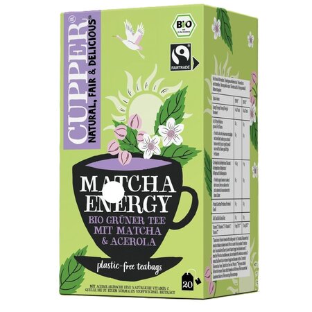 Ceai verde Eco cu matcha si acerola, 40 g, Cupper