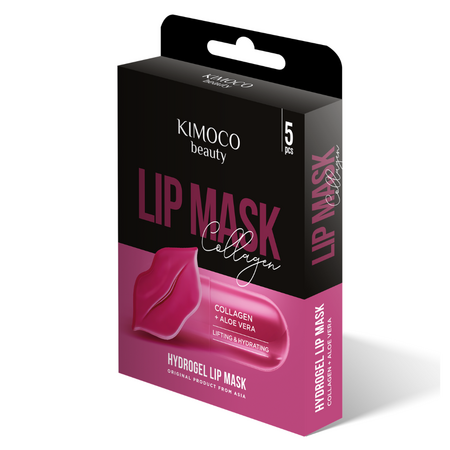 Masca din hidrogel cu colagen si aloe pentru buze Beauty, 5 bucati, Kimoco 744571