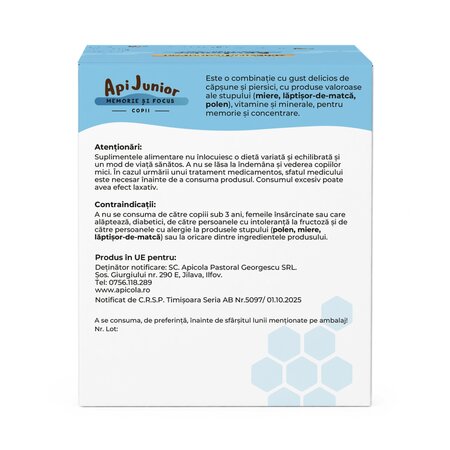 Vitamine pentru copii Memorie si Focus, 30 fiole, Albina Carpatina 744602