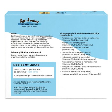 Vitamine pentru copii Memorie si Focus, 30 fiole, Albina Carpatina 744600