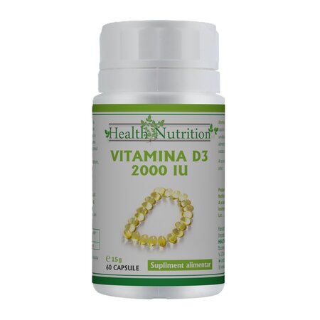 Vitamina D3, 2000 IU, 60 capsule moi, Health Nutrition
