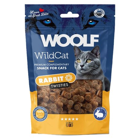 Recompense cu iepure pentru pisici WildCat Rabbit Twisties, 50 g, Woolf